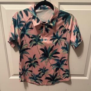 Tropical Palm Tree Print Polo Shirt